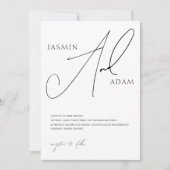 Invitation Mariage Élégant Typographie Script Noir Blanc (Devant)