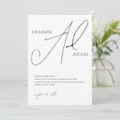 Invitation Mariage Élégant Typographie Script Noir Blanc (Debout devant)