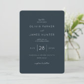 Invitation Mariage Élégant Typographique Navy (Debout devant)