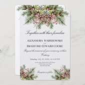 Invitation Mariage élégant Végétation d'hiver Pinecone (Devant / Derrière)