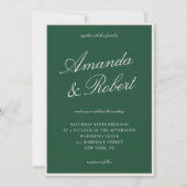 Invitation Mariage élégant vert calligraphié à l'ancienne (Devant)