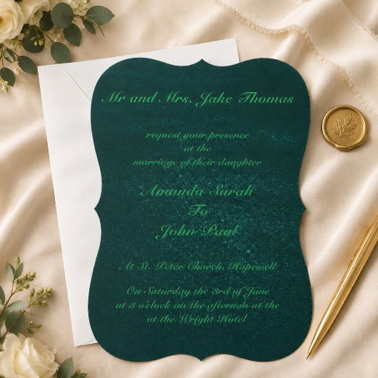 Invitation Mariage Élégant Vert Émeraude