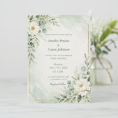 Invitation Mariage Élégant Vert Menthe (Debout devant)