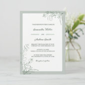 Invitation Mariage élégant vert sauge (Debout devant)