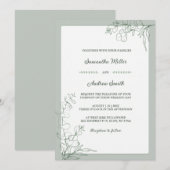 Invitation Mariage élégant vert sauge (Devant / Derrière)