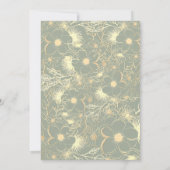 Invitation Mariage élégant vert sauge floral or (Dos)
