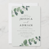 Invitation Mariage élégant, vert, vert et feuillu (Devant)