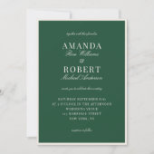 Invitation Mariage Élégant Vert Vieille Fortune (Devant)