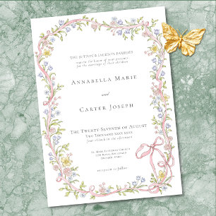 Invitation Mariage Élégant Victorien aux Fleurs Pastel en Rub