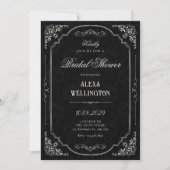 Invitation Mariage élégant victorien noir (Devant)