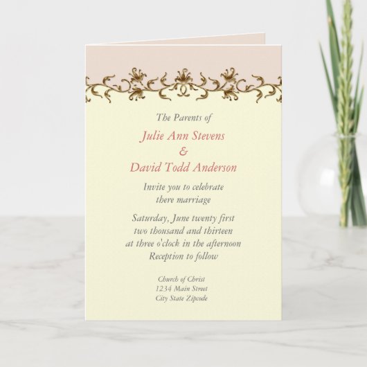 Invitation Mariage élégant vintage (Devant)