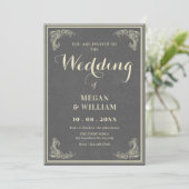 Invitation mariage élégant vintage  (Debout devant)