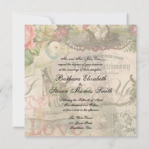 Invitation Mariage élégant vintage Antique Mariage Vintage