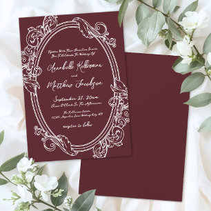 Invitation Mariage Élégant Vintage Bourgogne