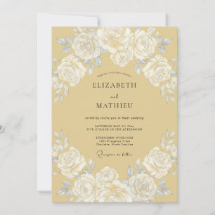 Invitation Mariage Élégant Vintage Champagne