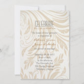 Invitation mariage élégant vintage crème damassé paon (Devant)