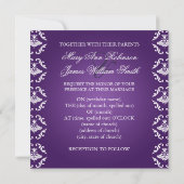 Invitation Mariage élégant vintage damas violet (Dos)