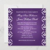 Invitation Mariage Elégant Vintage Damassé Violet (Dos)