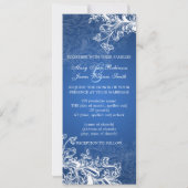 Invitation Mariage élégant Vintage flanc bleu (Dos)