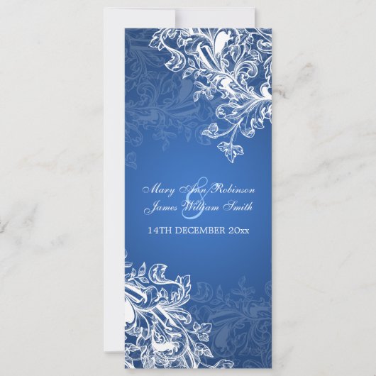 Invitation Mariage élégant Vintage flanc bleu (Devant)