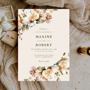 Invitation Mariage Élégant Vintage Floral Botanique à Petit B