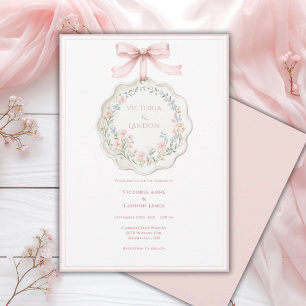 Invitation Mariage Élégant Vintage Floral Rose