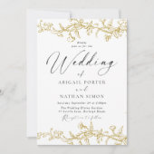 Invitation Mariage élégant vintage Gold Floral (Devant)