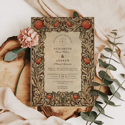 Invitation Mariage Élégant Vintage Grenade