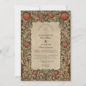 Invitation Mariage Élégant Vintage Grenade (Devant)