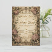 Invitation Mariage Élégant Vintage Hydrangea (Debout devant)