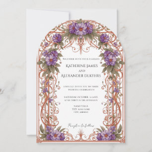 Invitation Mariage Élégant Vintage Nouille Floral 