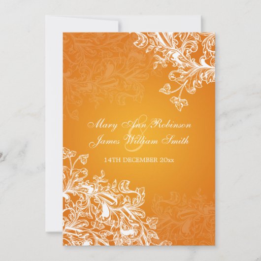 Invitation Mariage élégant, Vintage, orange (Devant)