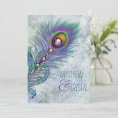 Invitation Mariage élégant vintage paon (Debout devant)