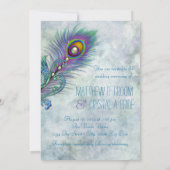 Invitation Mariage élégant vintage paon (Dos)