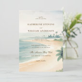 Invitation Mariage élégant vintage Patina Ocean Shoreline (Debout devant)