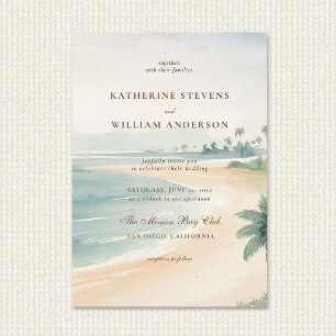 Invitation Mariage élégant vintage Patina Ocean Shoreline