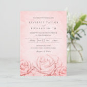 Invitation Mariage élégant vintage Rose rose floral (Debout devant)