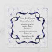 Invitation Mariage élégant violet brillant et argent (Devant / Derrière)