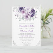 Invitation Mariage Élégant Violet et Argent (Debout devant)