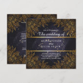 Invitation Mariage élégant violet et noir (Devant / Derrière)