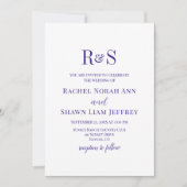 Invitation Mariage Élégant Violet Foncé Moderne Monogramme (Devant)