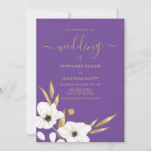 Invitation Mariage élégant violet violet or blanc élégant (Devant)