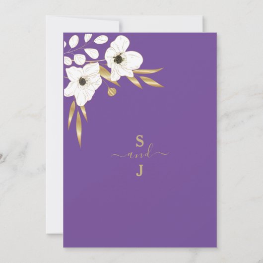 Invitation Mariage élégant violet violet or blanc élégant (Dos)