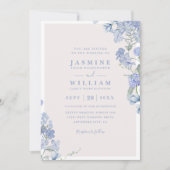 Invitation Mariage élégant virtuel QR Code aquarelle bleue (Devant)