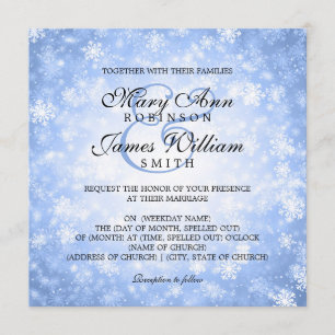 Invitation Mariage élégant Wonderland Hiver Étincelle Bleu ét