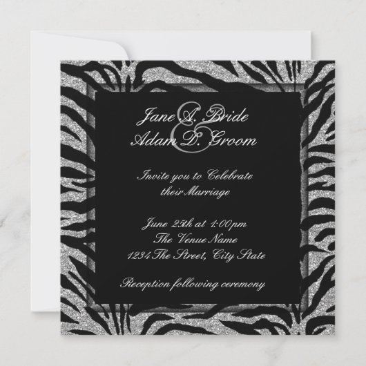 Invitation Mariage Élégant Zèbre (Devant)