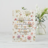 Invitation mariage élégante à fleurs pressées (Debout devant)
