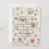 Invitation mariage élégante à fleurs pressées (Devant)