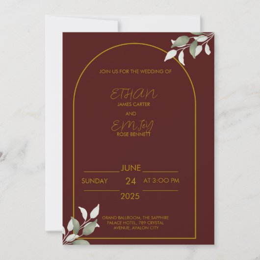 Invitation Mariage Élégante - Classic & Timeless D (Devant)