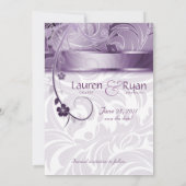 Invitation Mariage Élégante Floral Purple Argent 2 (Dos)